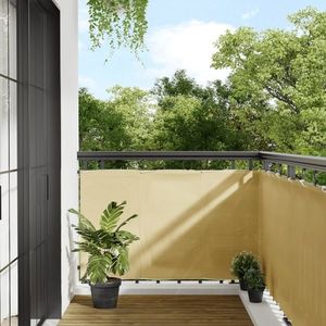 vidaXL Paravan de balcon, nisipiu, 90x400 cm, 100% poliester oxford imagine