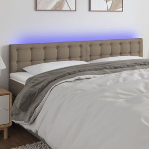 vidaXL Tăblie de pat cu LED, gri taupe, 200x5x78/88 cm, textil imagine