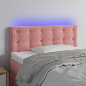 vidaXL Tăblie de pat cu LED, roz, 90x5x78/88 cm, catifea imagine