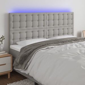 vidaXL Tăblie de pat cu LED, gri deschis, 180x5x118/128 cm, textil imagine