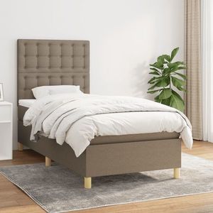 vidaXL Pat box spring cu saltea, gri taupe, 80x200 cm, textil imagine