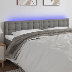 vidaXL Tăblie de pat cu LED, gri închis, 180x5x78/88 cm, textil imagine