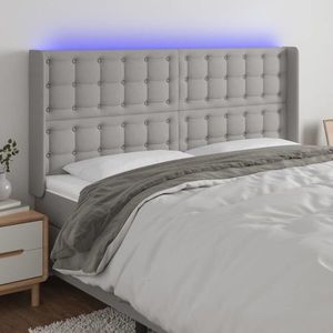 vidaXL Tăblie de pat cu LED, gri deschis, 183x16x118/128 cm, textil imagine