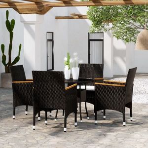 vidaXL Set mobilier bistro grădină, 3 piese, negru, poliratan/sticlă imagine