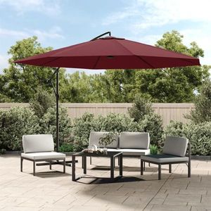 vidaXL Umbrelă consolă de grădină cu stâlp din aluminiu, bordo, 350 cm imagine