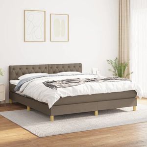 vidaXL Pat box spring cu saltea, gri taupe, 160x200 cm material textil imagine