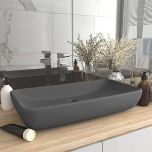 vidaXL Chiuvetă de lux gri închis mat 71x38 cm ceramică dreptughiular imagine