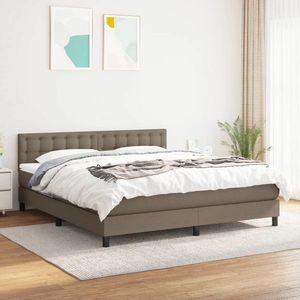 vidaXL Pat box spring cu saltea, gri taupe, 160x200 cm material textil imagine