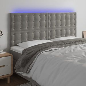 vidaXL Tăblie de pat cu LED, gri deschis, 180x5x118/128 cm, catifea imagine