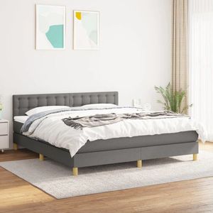 vidaXL Pat box spring cu saltea, gri închis, 180x200 cm, textil imagine