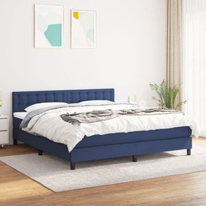 vidaXL Pat box spring cu saltea, albastru, 180x200 cm, material textil imagine