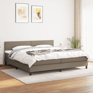 vidaXL Pat box spring cu saltea, gri taupe, 200x200 cm, textil imagine