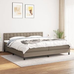 vidaXL Pat box spring cu saltea, gri taupe, 200x200 cm, textil imagine