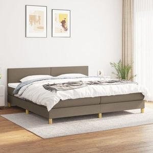 vidaXL Pat box spring cu saltea, gri taupe, 200x200 cm, textil imagine