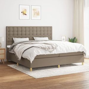 vidaXL Pat box spring cu saltea, gri taupe, 200x200 cm, textil imagine