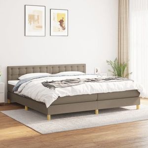 vidaXL Pat box spring cu saltea, gri taupe, 200x200 cm, textil imagine