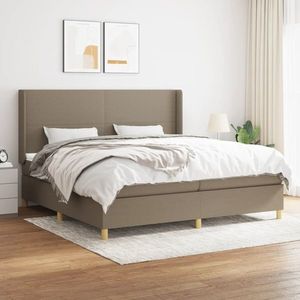 vidaXL Pat box spring cu saltea, gri taupe, 200x200 cm, textil imagine