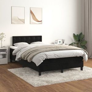 vidaXL Pat box spring cu saltea, negru, 120x200 cm, catifea imagine