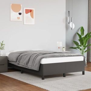 vidaXL Cadru de pat, gri, 120x190 cm, piele ecologică imagine