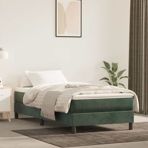 vidaXL Pat box spring cu saltea, verde închis, 80x200 cm, catifea imagine