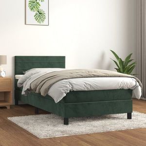 vidaXL Pat box spring cu saltea, verde închis, 80x200 cm, catifea imagine