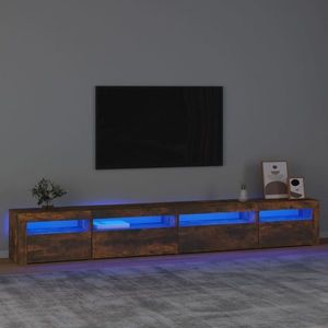 vidaXL Comodă TV cu lumini LED, stejar fumuriu, 270x35x40 cm imagine