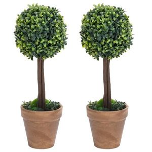 vidaXL Plante artificiale cimișir cu ghiveci, 2 buc. verde 33 cm minge imagine