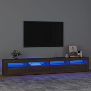 vidaXL Comodă TV cu lumini LED, stejar maro, 240x35x40 cm imagine