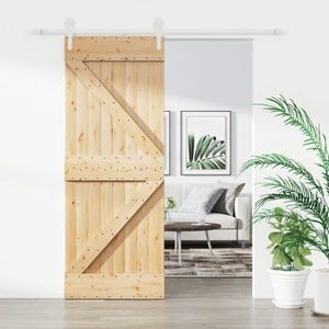 vidaXL Ușă glisantă cu set de feronerie 80x210 cm, lemn masiv de pin imagine