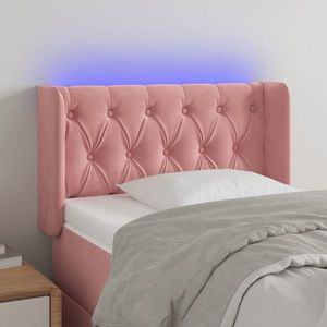 vidaXL Tăblie de pat cu LED, roz, 83x16x78/88 cm, catifea imagine