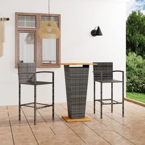 vidaXL Set mobilier de bar de grădină, 3 piese, gri imagine