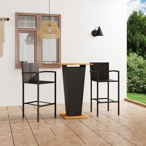 vidaXL Set mobilier de bar de grădină, 3 piese, negru imagine