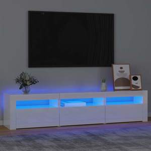 vidaXL Comodă TV cu lumini LED, alb extralucios, 180x35x40 cm imagine