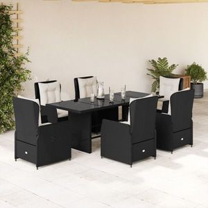 vidaXL Set mobilier de grădină cu perne, 7 piese, negru, poliratan imagine