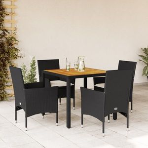 vidaXL Set mobilier grădină perne 5 piese negru poliratan/lemn acacia imagine