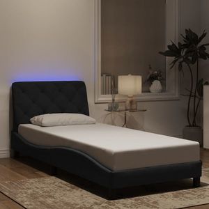 vidaXL Cadru de pat cu lumini LED, negru, 90x190 cm imagine