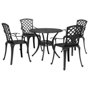 vidaXL Set mobilier de grădină, 5 piese, negru, aluminiu turnat imagine