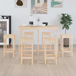 vidaXL Set mobilier de bar, 7 piese, lemn masiv de pin imagine