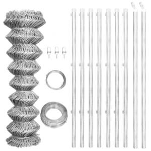 vidaXL Gard din plasă cu stâlpi, argintiu, 15x1, 25 m, oțel galvanizat imagine