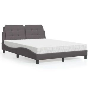 vidaXL Pat cu saltea, gri, 120x200 cm, piele ecologică imagine