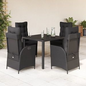 vidaXL Set mobilier de grădină cu perne, 5 piese, negru, poliratan imagine