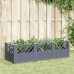 vidaXL Jardinieră de grădină cu țăruși, gri, 123, 5x43, 5x43, 5 cm, PP imagine