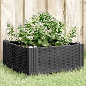 vidaXL Jardinieră de grădină cu țăruși, negru, 42, 5x42, 5x28, 5 cm, PP imagine