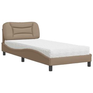 vidaXL Pat cu saltea, cappuccino, 80x200 cm piele ecologică imagine