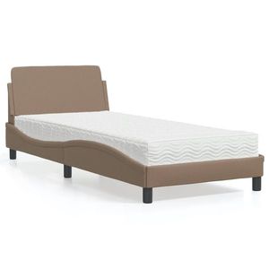 vidaXL Pat cu saltea, cappuccino, 80x200 cm piele ecologică imagine