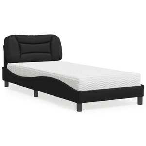 vidaXL Pa cu saltea, negru, 90x190 cm, piele ecologică imagine