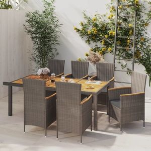 Set mobilier gradina cu perne, 6 piese, gri inchis, poliratan imagine