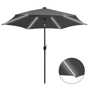 vidaXL Umbrelă de soare cu LED-uri, stâlp aluminiu, antracit, 300 cm imagine