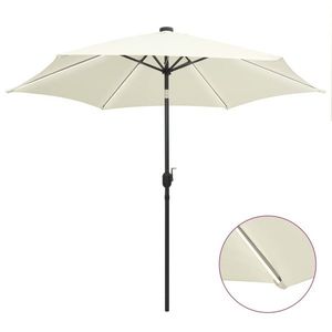 vidaXL Umbrelă de soare cu LED-uri, stâlp aluminiu alb nisipiu, 300 cm imagine