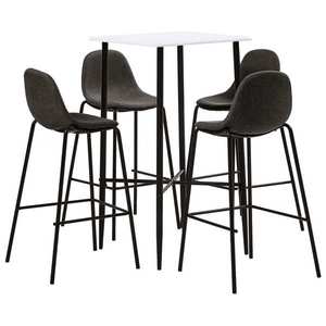 vidaXL Set mobilier de bar, 5 piese, gri închis, material textil imagine